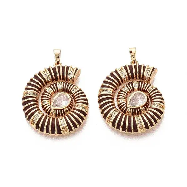 Brass Micro Pave Clear Cubic Zirconia Enamel Pendants