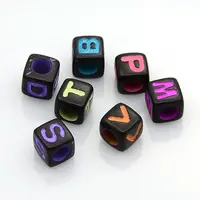 Solid Color Initial Acrylic Beads
