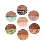 Opaque Resin and Walnut Wood Pendants