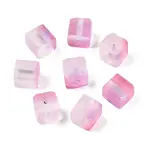 Frosted Glass Beads with Golden Glitter Powder
