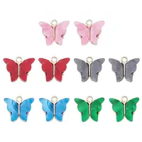 10Pcs 5 Colors Alloy Acrylic Pendants