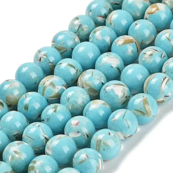 Assembled Synthetic Stone and Trochus Shell Beads Strands