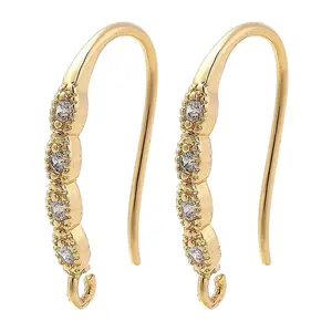 Brass Micro Pave Clear Cubic Zirconia Earring Hooks