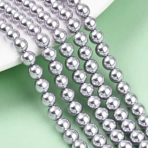 Baking Painted Pearlized Glass Pearl Bead Strands