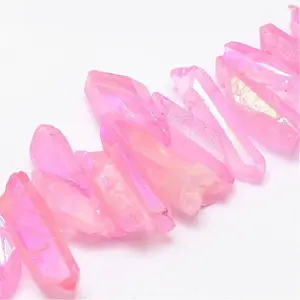 Electroplated Natural Quartz Crystal Bead Strands