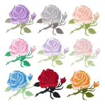 9Pcs 9 Colors Rose Shape Computerized Embroidery Cloth Sew on/Iron on Patches