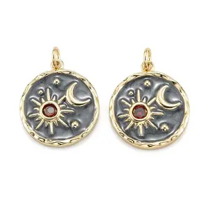 Brass Micro Pave Cubic Zirconia Pendants