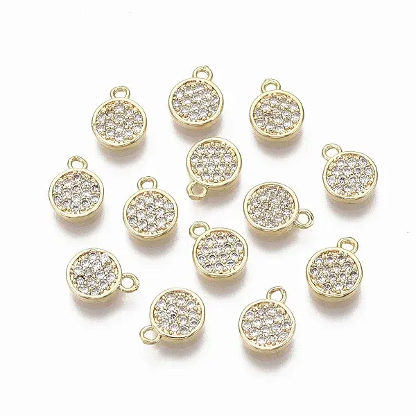 Brass Micro Pave Clear Cubic Zirconia Charms