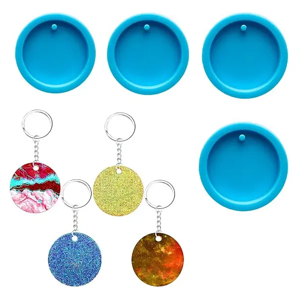 Flat Round Shape Keychain Molds Silicone Molds