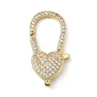 Brass Clear Cubic Zirconia Lobster Claw Clasps