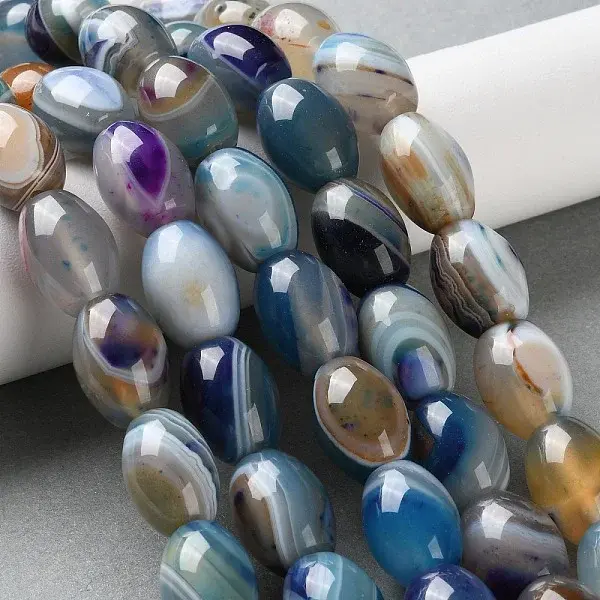 Natural Banded Agate (Dyed & Heated) Beads Strands