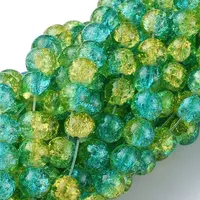 Spray Painted Crackle Glass Beads Strands