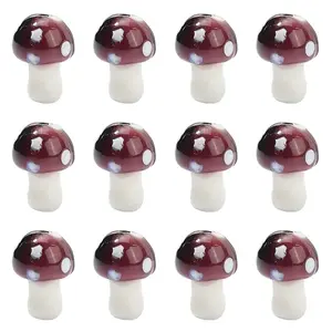 10Pcs Mushroom Handmade Lampwork Beads
