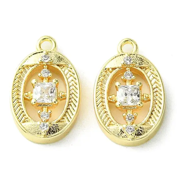 Brass Micro Pave Cubic Zirconia Charms