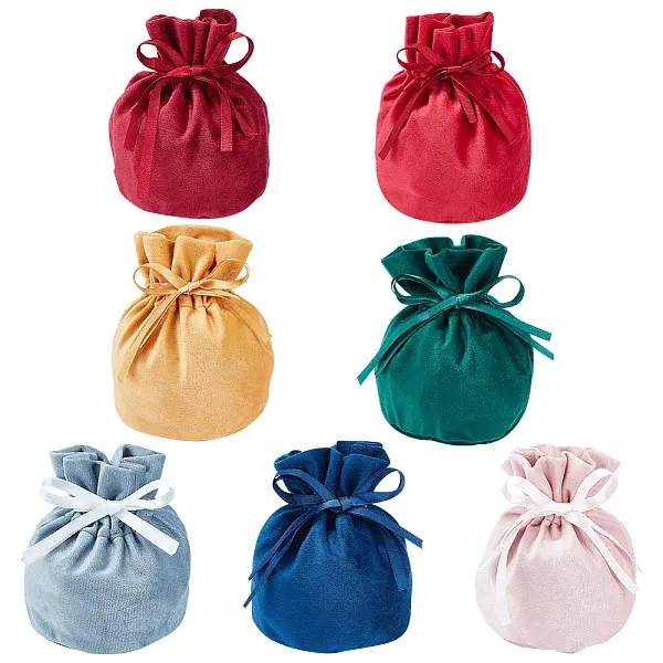 7Pcs 7 Colors Velvet Jewelry Drawstring Gift Bags