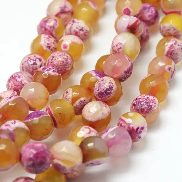 Natural Fire Crackle Agate Bead Strands