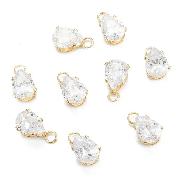 Brass Clear Cubic Zirconia Charms