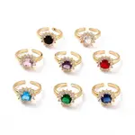 Cubic Zirconia Flat Round Open Cuff Ring