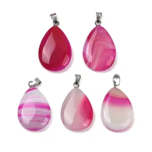 Dyed Natural Banded Agate Pendants