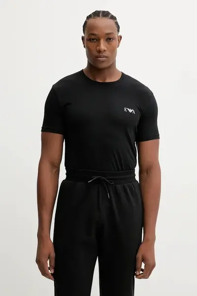 Tričko Emporio Armani Underwear 2-pack pánské, černá barva, s potiskem, EM001849 AF14131