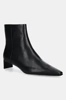 Kožené kotníkové boty Calvin Klein SET BACK KITTEN HEEL ANKLE BOOT černá barva, na podpatku, HW0HW02811