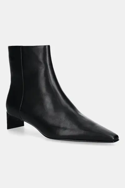 Kožené kotníkové boty Calvin Klein SET BACK KITTEN HEEL ANKLE BOOT