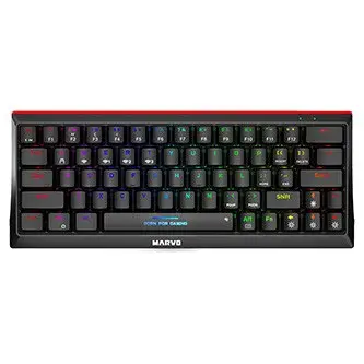Marvo HECATE 61WR, klávesnice US, herní, Tri-mode, černá, mechanická, Rainbow podsvícení, červené spínače