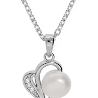 Brilio Silver Romantický stříbrný náhrdelník s pravou perlou SPD0721A (řetízek, přívěsek)