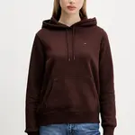 Mikina Tommy Jeans dámská, zelená barva, s kapucí, hladká, DW0DW19958