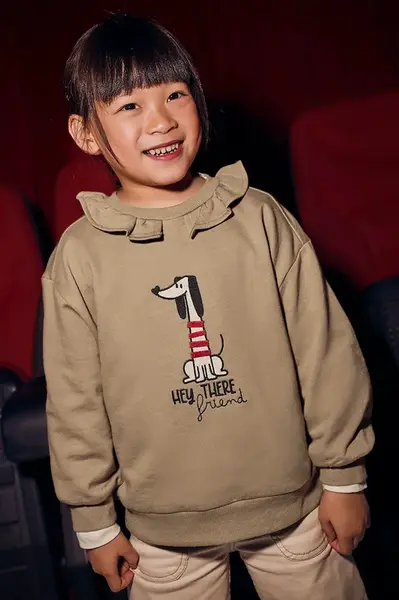 Dětská bavlněná mikina Mayoral hnědá barva, s potiskem, 4430