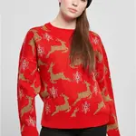 Dámský oversized vánoční svetr červená/zlatá