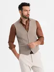 Ombre Men's suit vest with classic detailing and lining - beige