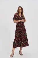 Marisse Black Floral Midi Dress