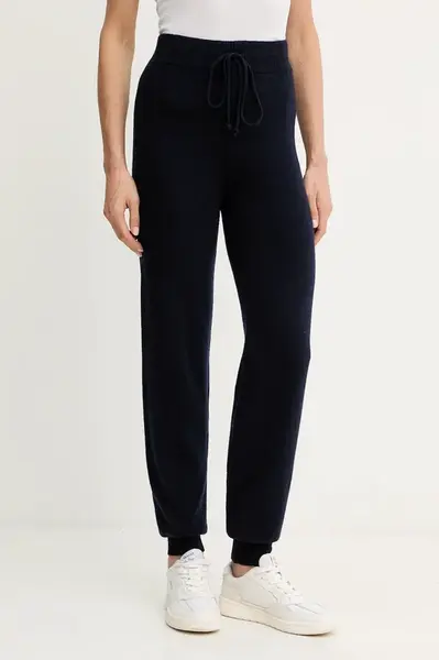 Teplákové kalhoty s vlnou Twinset tmavomodrá barva, 252TT3352