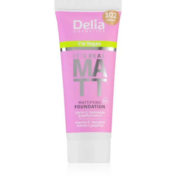 Delia Cosmetics It's Real Matt matující make-up odstín 102 Natural 30 ml