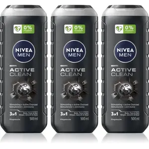 NIVEA MEN Active Clean sprchový gel pro muže výhodné balení 3 x 500 ml