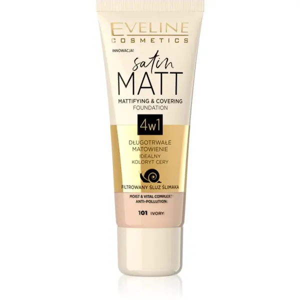 Eveline Cosmetics Satin Matt matující make-up se šnečím extraktem odstín 101 Ivory 30 ml