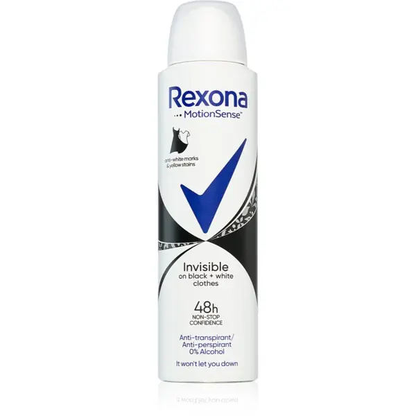 Rexona Invisible Black and White deodorant ve spreji proti bílým a žlutým skvrnám 150 ml