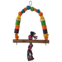 Hračka Bird Jewel houpačka dřevěná s uzlem barevná 32cm