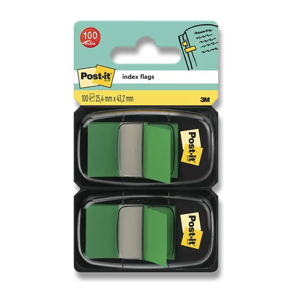 Samolepicí popisovatelné záložky 3M Post-it, 2 x 50 záložek - zelené