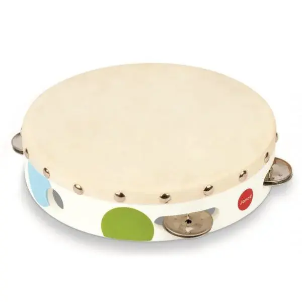 Janod Dřevěná tamburína pro děti Confetti s bubnem