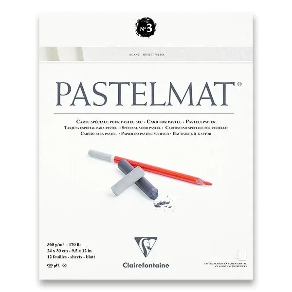 Blok Clairefontaine Pastelmat White No.3 - 24 x 30 cm, 12 listů, 360 g