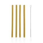 Silikonová brčka 4ks, Mustard Yellow