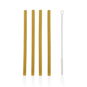 Silikonová brčka 4ks, Mustard Yellow