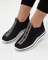 Resti Women's slip-on sports shoes with lettering in black Cerppa- Footwear