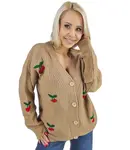 Pri Warm and cozy women's sweater with cherries in autumn LARAMIE
