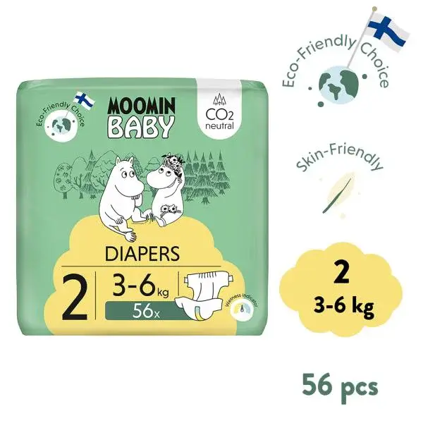 Moomin Baby 2 Newborn 3–6 kg (56 ks), eko plenky
