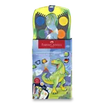 Vodové barvy Faber-Castell Connector Dinosaurus - 13 ks, průměr 30 mm