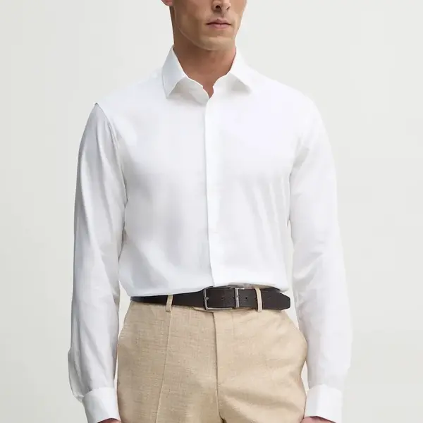 Košile Calvin Klein pánská, bílá barva, regular, s italským límcem, K10K107889