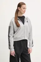 Mikina adidas Essentials dámská, šedá barva, s kapucí, s aplikací, JE0055